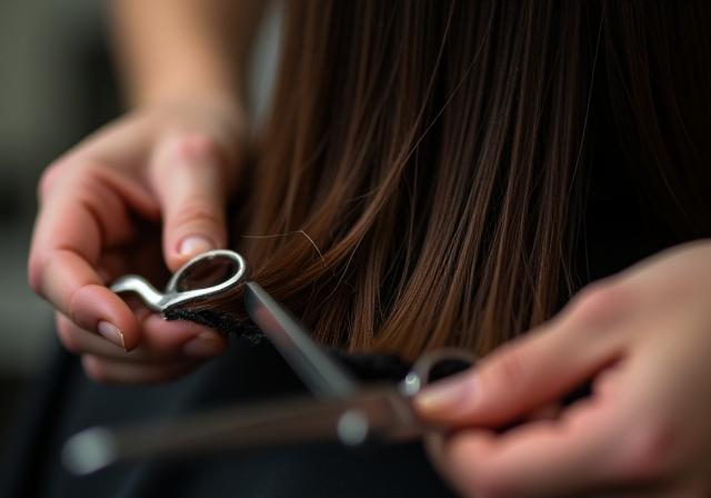 Client recevant une coupe de cheveux