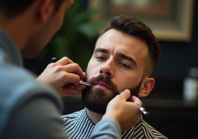 Homme se faisant tailler la barbe
